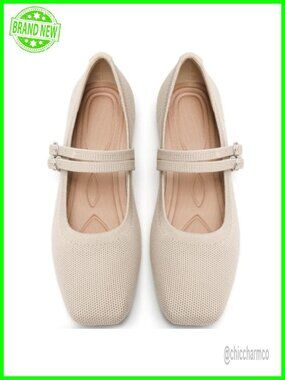 Womens Woven Knit Foldable Ballet Flats with Adjustable Mary Jane Strap